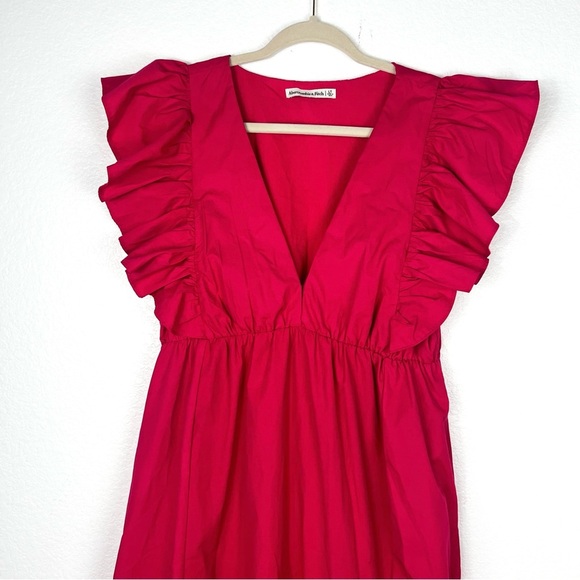 Abercrombie and Fitch Flutter Sleeve Tiered Midi Dress size Large Tall - Picture 2 of 12